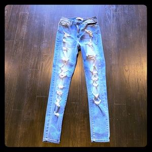 Denim ripped skinny jeans